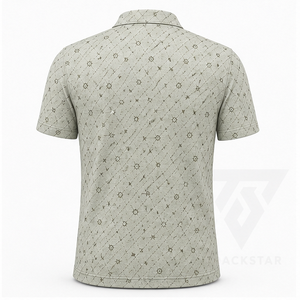 เสื้อโปโลผู้ชาย Trackstar สีเขียวเซจ ลายเรขาคณิต แขนสั้น คอปกติดกระดุม เสื้อกอล์ฟลำลอง สกรีนโลโก้ได้ - Product Image 3