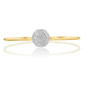 Luxury Yellow Gold Diamond Ball <b>Bangle</b> Bracelet Micro Pave Round Brilliant Cut Unisex Everyday Wear - Product Image 1