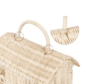 Natural Rattan <b>Storage</b> <b>Basket</b> With Lid <b>Rectangle</b> Shape Handle Rustic Style Multi-Purpose Neatening Box - Product Image 2