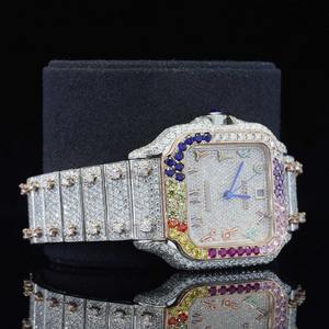 Reloj VVS1 Automático Mecánico de Acero Inoxidable con Bisel de Moissanita Arcoíris y Esfera Árabe, Estilo Hip Hop para Hombre, Mujer y Unisex - Product Image 3