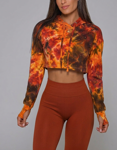Women's Cropped Camo Hoodie Casual Camouflage Long Sleeve Pullover Hooded Sweatshirt Streetwear <b>Crop</b> <b>Top</b> - Product Image 5
