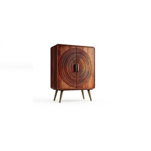 Mueble de Almacenamiento para Sala de Estar, Diseño Moderno, Gabinete de Madera Personalizado OEM con Chapa Circular en Puertas Planas - Product Image 3