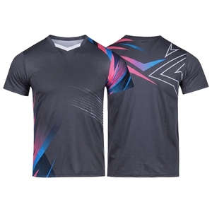 Camiseta de Tenis Sublimada con Cuello en V para Hombre, Manga Corta, Transpirable, Ajustada, de Malla, Diseño Degradado, para Todas las Temporadas - Product Image 6
