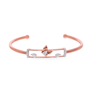 Rose Gold Lab Grown Diamond Floral 18K Women's <b>Bangle</b> <b>Bracelet</b> - Product Image 1