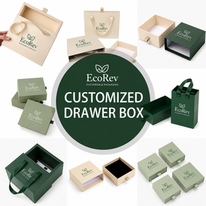 Custom Eco-Friendly Art Paper <b>Square</b> Gift Box Gold Foil Hot Stamping Ribbon Handle Jewelry Sliding Drawer Storage UV Coating - Product Image 6