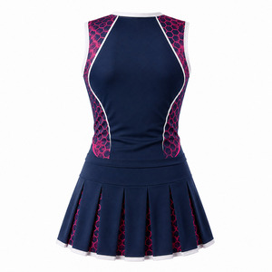 Wholesale Sublimated Cheerleading Uniform Custom Pink Hexagon Design Women's Teamwear Outfit & Pleated <b>Skirt</b> - Product Image 3