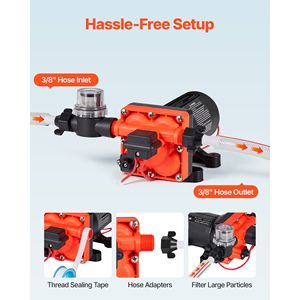 Pompa Acqua 12V DC per Camper 5 GPM (18.9 L/min) a 4 Camere Autoadescante a Diaframma con Pressostato Automatico 70 PSI Max per Uso Marino - Product Image 4