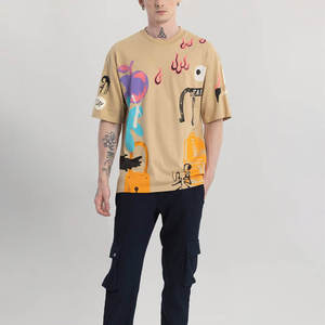 Camiseta Extra Grande Personalizada para Hombre, Manga Corta, Cuello Redondo, Estilo Urbano, Estampado, 100% Algodón Jersey, Hombros Caídos - Product Image 1