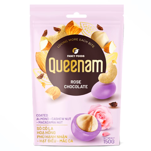 Meilleure Vente Usine : Délicieuses Dragées au Chocolat OEM/ODM en Gros HALAL – Amandes, Noix de Cajou et Noix de Macadamia enrobées de Chocolat Rose 150g - Product Image 1