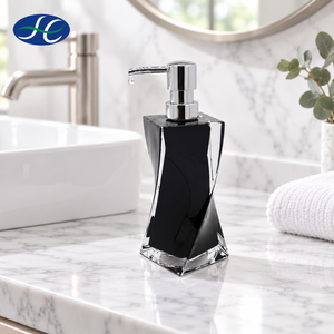 Nuevo Dispensador de Jabón Acrílico para Baño, con Bomba de Presión, Diseño Europeo, Juego de Siete Piezas, Color Negro - Product Image 1