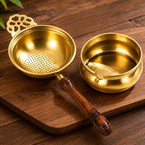 Reusable Loose Leaf Tea Strainer Basket for <b>Teapot</b> and Mug Brass Tea Strainer Filter <b>with</b> Long Handle Wholesale - Product Image 6
