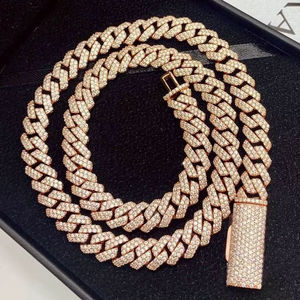 Chains Unisex Round Brilliant Cut Moissanite Freshwater <b>Pearl</b> Cuban Link <b>Necklace</b> 925 <b>Sterling</b> <b>Silver</b> Hip Hop Everyday Jewelry - Product Image 1