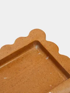 Plateau carré festonné en marbre doré Indus, plateau de service décoratif en pierre naturelle, décoration de luxe pour la maison - Product Image 3