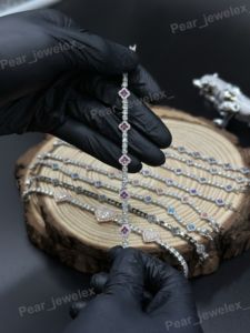 Luxury Pink Clover Moissanite Diamond Bracelet Iced Out 925 Silver Unique Fashion Jewelry For Women <b>Men</b> Gift - Product Image 4