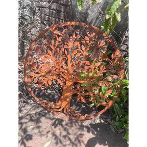 Arte de pared con acabado de metal oxidado del Árbol de la Vida, decoración para casa de campo, jardín, pieza de arte decorativa para interiores y exteriores. - Product Image 3