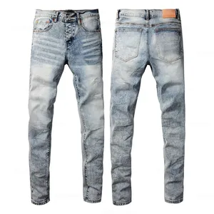 Men's Stylish Distressed Pencil Pants Jeans Premium Denim Stonewashed Woven Autumn <b>Winter</b> Embroidery Button - Product Image 4