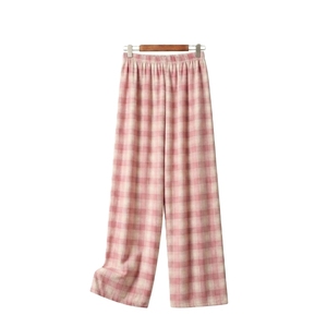 Plus Size <b>Women</b> Flannel Pants High Waist <b>Plaid</b> Printed Wide Leg <b>Trousers</b> Elastic Waist Breathable Summer Casual Wear - Product Image 6