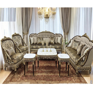 ชุดโซฟาห้องนั่งเล่นไม้เคลือบทองหรูหรา 8 ที่นั่ง สไตล์อิตาลี ดีไซน์เนอร์ สำหรับห้องนั่งเล่น ผลิตในออสเตรเลีย - Product Image 1