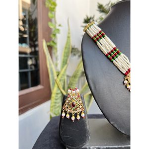 Parure de collier Jadau en laiton plaqué or multicolore avec pierres AD, style ethnique indien, qualité export, pour femme - Product Image 2