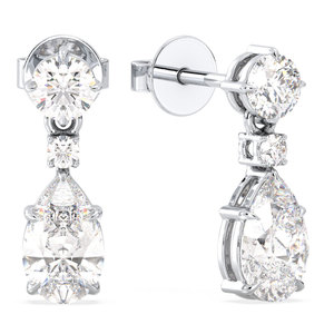 Boucles d'oreilles pendantes REYES de luxe en moissanite taille poire de 1,98 carat, plaquées or 14 carats, magnifiques bijoux raffinés pour femme, idéales pour un mariage - Product Image 1