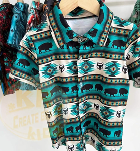 Camiseta de Verano para Niños con Estampado Vaquero Azteca Occidental, Camiseta Polo para Niños, Camisetas Personalizadas para Bebés - Product Image 5
