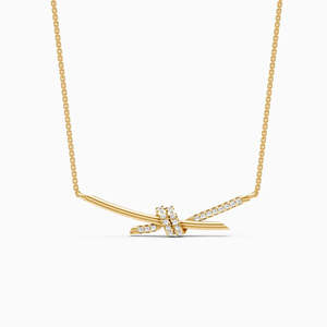 Collar Clásico de Diamantes en Oro Amarillo para Mujer, Corte Brillante Redondo, Engaste Pavé, Joyería para Uso Diario - Product Image 6