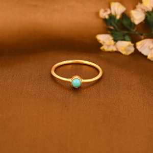 แหวนทองเหลืองชุบทองประดับพลอยเทอร์ควอยซ์ธรรมชาติสำหรับผู้หญิง - Product Image 1