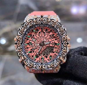 AMBER JEWELS นาฬิกาควอตซ์ CITIZEN สำหรับทุกเพศสุดหรู ระบบตูร์บิญอง หน้าปัดคริสตัลแซฟไฟร์ ตัวเรือนทองคำขาว สายนาฬิกาธรรมชาติ 46 มม. - Product Image 1
