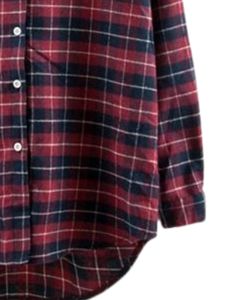 Camisa de franela a cuadros para mujer, color borgoña y azul marino, manga larga, con botones, corte holgado, estilo informal, para otoño e invierno. - Product Image 6