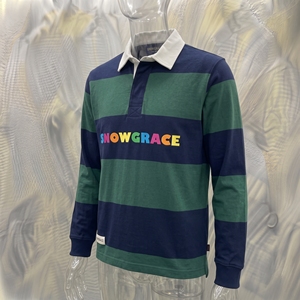 เสื้อโปโลแขนยาวลายทาง Snowgrace ปกคอปกปักโลโก้ แขนยาวทรงปกติ เสื้อผ้าผู้ชายสำหรับผู้ใหญ่ - Product Image 4