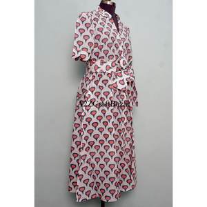Vestido mini de algodón hecho a mano en India para mujer, con estampado floral hecho a mano, estilo casual y lindo para uso diario o fiestas. - Product Image 5