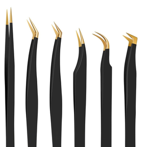 Ensemble de pinces à cils professionnelles en acier inoxydable de qualité supérieure, anti-magnétiques, à pointes lisses et droites - Product Image 4