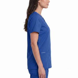Blusa Médica Unisex Azul Rey con Cuello en V y Bolsillos Delanteros al por Mayor - Product Image 3