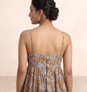Fabricante Mayorista de Vestidos Largos de Algodón con Manga Corta, Cintura Natural, Estampado Floral, Hechos a Mano en Jaipur, Estilo Étnico Casual - Product Image 4