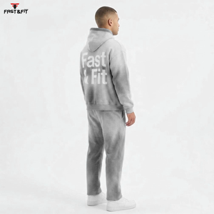 Conjunto Deportivo Personalizado de 2 Piezas con Sudadera con Cierre y Capucha, Pantalones Deportivos con Lavado Ácido, Ropa Deportiva de Invierno para Hombre, para Gimnasio - Product Image 3