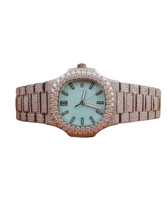 นาฬิกาแฟชั่นหรูหรา คลาสสิก ทรงสี่เหลี่ยม สแตนเลสสตีล คริสตัลแซฟไฟร์ มอยส์ซาไนต์ ควอตซ์ ประดับเพชร  รักษ์โลก กันน้ำ 10 บาร์ - Product Image 1