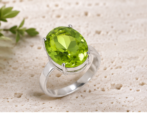 Natural Peridot Gemstone <b>Ring</b> 925 Sterling <b>Silver</b> Handmade Green Crystal <b>Statement</b> Jewelry for Women - Product Image 2