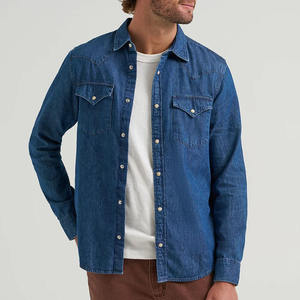 Chemise en jean pour homme à manches longues, style streetwear, décontractée, en tissu respirant, options de logo personnalisé, fournisseur en gros, OEM - Product Image 2