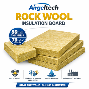 Panneau d'isolation en laine de roche haute densité 70 kg/m, 80 mm - Classe A1, ignifuge, insonorisant, hydrofuge pour murs, toits et greniers - Product Image 1