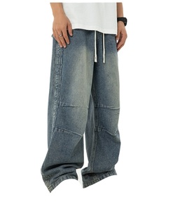 Jean en denim noir pour homme de qualité supérieure, coupe droite, ample, taille mi-haute, en coton, décontracté, pour l'automne, prix de gros 2026 - Product Image 2