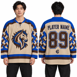 เสื้อฮอกกี้น้ำแข็งสำหรับโรงเรียน โพลีเอสเตอร์ 100% ชุดนักเรียนทีมพร้อมตราสัญลักษณ์พิมพ์ จำหน่ายจำนวนมาก สำหรับการฝึกซ้อมในลานฮอกกี้ มีไซส์เด็กและผู้ใหญ่ให้เลือก - Product Image 4