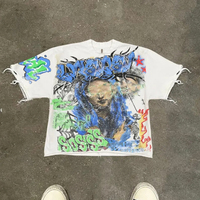 T-shirt vintage à imprimé graphique vieilli pour femme, coupe oversize, style streetwear Harajuku, crop top personnalisé avec logo