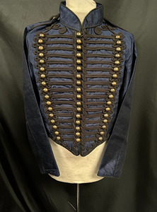 Camisa Chaqueta Azul Marino para Hombre, Cuello Mao, Botones Dorados, Ropa Formal de Invierno, Corte Regular, Material de Poliéster - Product Image 1
