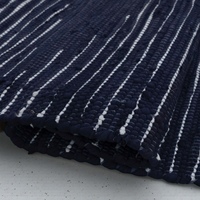 Tapis d'intérieur moderne en laine tissé à la main, écologique, motif abstrait indigo profond, fait main, à poils ras, fin, antidérapant, antibactérien, pour animaux de compagnie