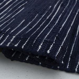 Tapis en laine écologique tissé à la main en indigo foncé avec motif abstrait |   Tapis de sol en laine naturelle à poils ras, fabriqué artisanallement - Product Image 1