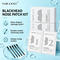 MAIGOOLE Kit de Patchs Points Noirs pour le Nez, Masque Facial Hydrogel, Bandes Nasales avec Écouvillon Nettoyant Double-Extrémité, Soin Zone T