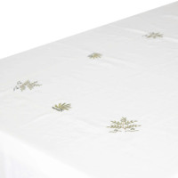 Nappe en coton moderne personnalisée avec ourlet festonné, broderie arbres sauvages, formes variées, durable, lavable, toutes tailles, vente en gros