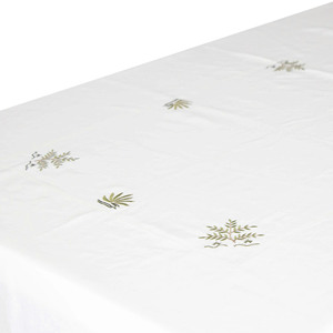 Nappe en coton moderne personnalisée avec ourlet festonné, broderie arbres sauvages, formes variées, durable, lavable, toutes tailles, vente en gros - Product Image 3