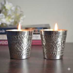 Juego de Portavelas Redondos de Hierro Martillado, Resistentes al Calor, Decoración para el Hogar, Portavelas Clásico, Recipiente para Velas con Acabado Electrolítico - Product Image 5