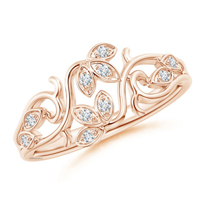Anillo de Diamantes de Lujo Inspirado en Hojas de Vid, Diamantes Cultivados en Laboratorio, Corte de Diamantes, Oro de 10K, 14K, 18K, Plata 925, 935, Anillo de Compromiso y Boda Moderno - Product Image 2